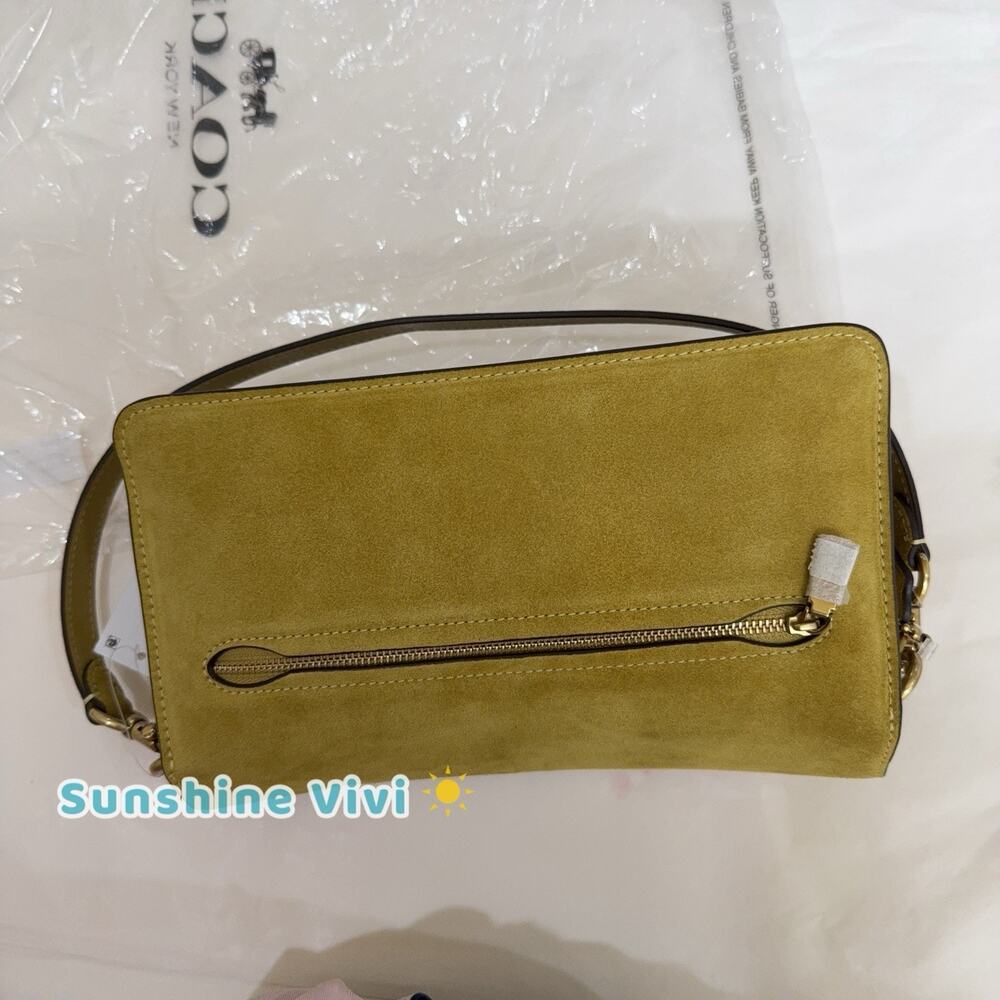 NWT Coach Suede Tabby Shoulder Bag 26 CEN52 Brass/Light Citron - Picture 4 of 13